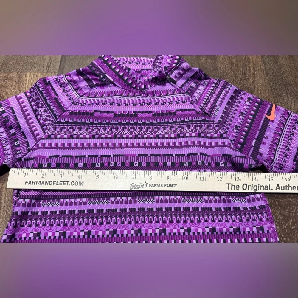 Nike Pro Girls 1/4 Zip Size Large Purple Pull Over Long Sleeve Mock Neck